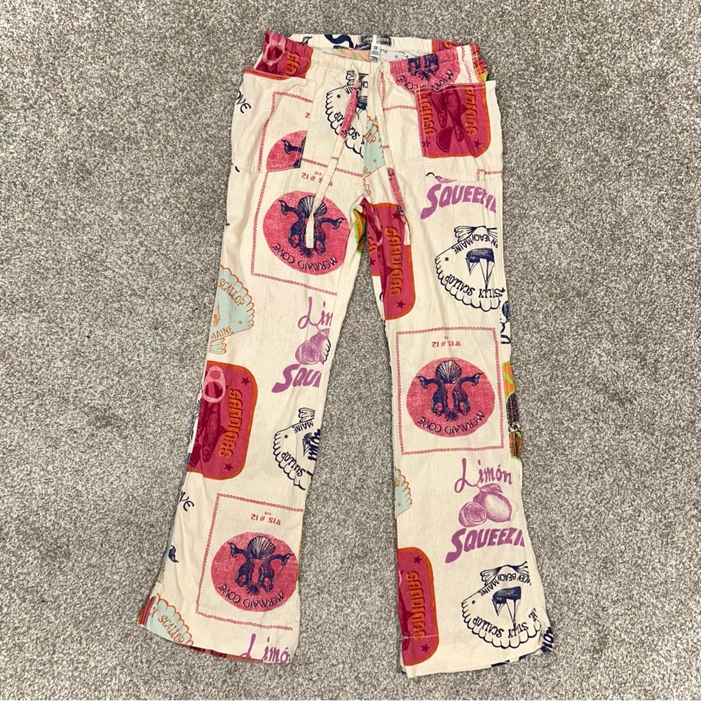 Urban Outfitters Amelie Printed Linen Pants Mermaidcore Beach Vacation
